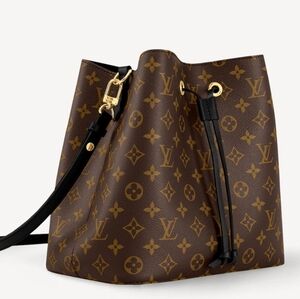 Louis Vuitton Monogram Canvas Noe Noe. Drawstring Bucket Bag in Brown and Black